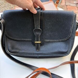 Vintage Dooney Bourke Black Saddle Bag All Weather Pebbled Leather